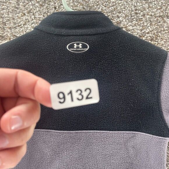 Under Armour Sweatshirt Youth 5 Grey Black Quarter Zip Pullover Logo Polyester - Picture 11 of 11